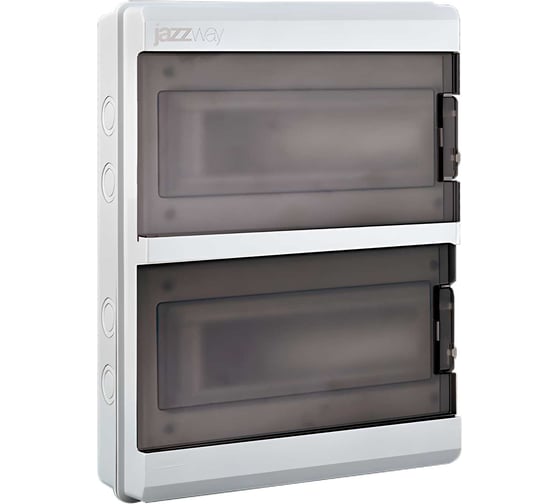 Щит распределительный бокс модульный навесной Jazzway pdb/w 3024 серый с прозрачной крышкой 24 модулей (щрн-пг-24) ip65 5077997