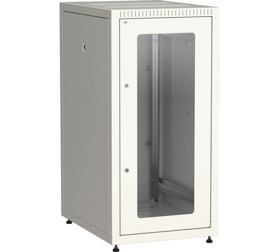 Шкаф IEK ITK LINEA E 24U 600х800мм, двери 2шт, стекло и металл, серый LE35-24U68-GM 1
