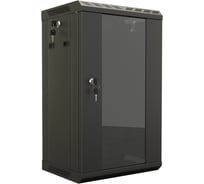 Настенный шкаф Hyperline TDB-15U-GP-RAL9004 10'', 15U, 774,5х390х300, установочный размер 254 мм 445429