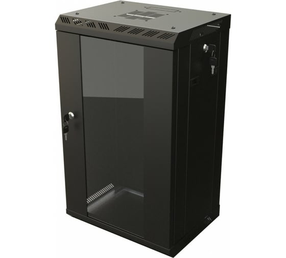 Настенный шкаф Hyperline TDB-15U-GP-RAL9004 10'', 15U, 774,5х390х300, установочный размер 254 мм 445429