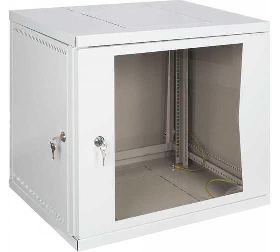 Настенный разборный шкаф 19" КДДС 9U, стеклянная дверь, 600x600, серый УТ000003575