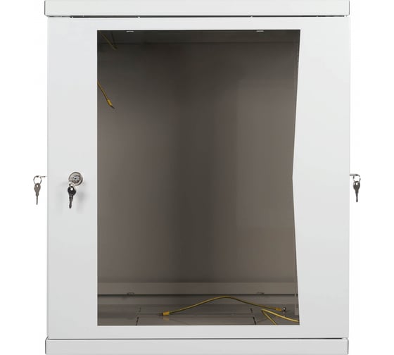 Настенный разборный шкаф 19" КДДС 9U, стеклянная дверь, 600x450, серый УТ000003576