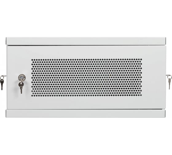Настенный разборный шкаф КДДС 19", 6U, ПЕРФОРИРОВАННАЯ дверь, 600x350, серый УТ000004356