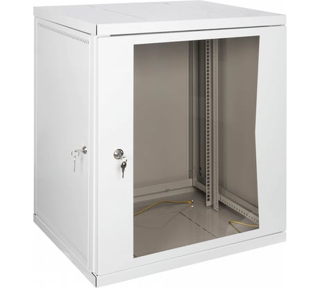 Настенный разборный шкаф КДДС 19", 12U, стеклянная дверь, 600x600, серый УТ000003578
