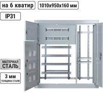 Корпус щита этажного TDM 6 квартир, модификация 3, Народный, 1010x950x160 SQ0905-1340