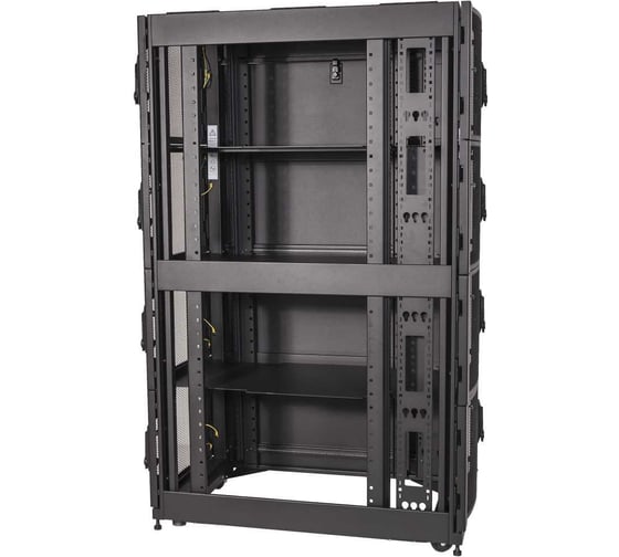 Шкаф LANMASTER DCS 42U 600x1070 мм, 4 секции, двери с перфорацией, с боковыми панелями, черный LAN-DC-CBP4-42Ux6x10