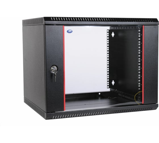 Телекоммуникационный настенный разборный шкаф ЦМО 9U 600x52 дверь стекло черный ШРН-Э-9.500-9005