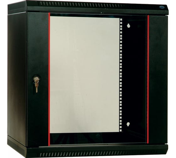 Телекоммуникационный настенный разборный шкаф ЦМО 9U 600x52 дверь стекло черный ШРН-Э-9.500-9005