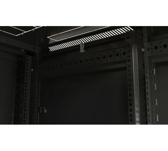 Напольный 19-дюймовый шкаф Hyperline 47U, 2277x800x800мм (ВxШxГ), передняя дверь стеклянная, задняя дверь сплошная, ручка с замком, 2 вертикальныx кабельныx организатора, черный, разобранный 396027 1