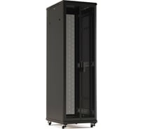 Напольный 19-дюймовый шкаф Hyperline RAL 9005 22U, 1166x600x1000 мм (ВxШxГ), передняя и задняя распашные перфорированные двери, ручка с замком, цвет черный, разобранный 425242