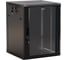 Настенный 19-дюймовый шкаф Hyperline RAL 9004 22U, 1086x600x450 мм, стеклянная дверь с перфорацией по бокам, ручка с замком, цвет черный, разобранный 395318 1