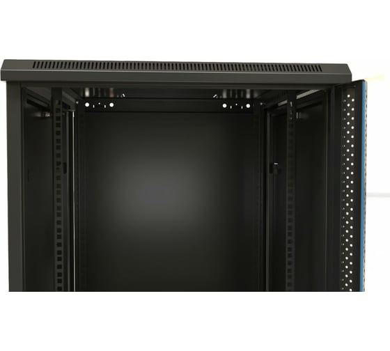 Настенный 19-дюймовый шкаф Hyperline RAL 9004 9U, 500x600x450мм, металлическая передняя дверь с замком, две боковые панели, цвет черный, разобранный 392630
