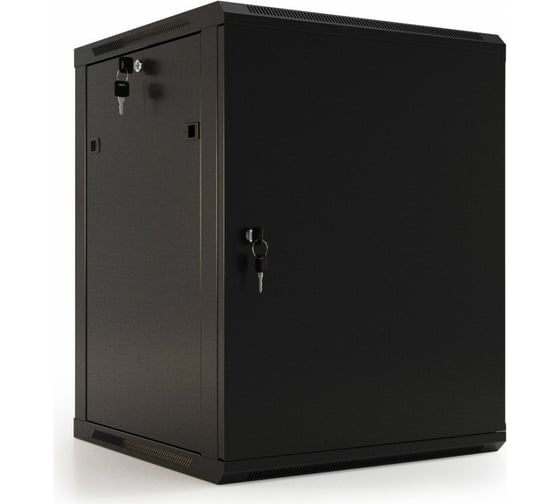 Настенный 19-дюймовый шкаф Hyperline RAL 9004 27U, 1304x600x600мм, металлическая передняя дверь с замком, две боковые панели, цвет черный, разобранный 405334