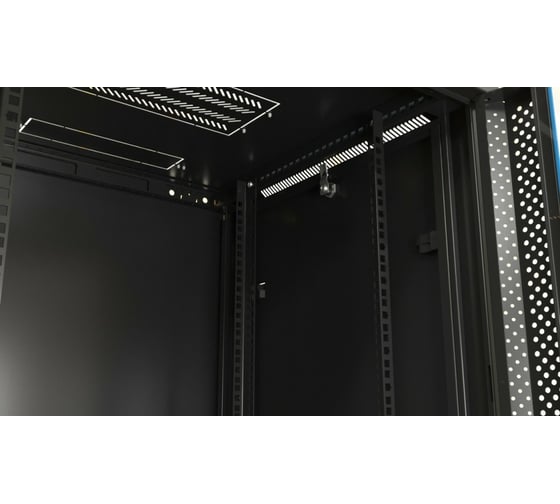 Настенный 19-дюймовый шкаф Hyperline RAL 9004 27U, 1304x600x600мм, металлическая передняя дверь с замком, две боковые панели, цвет черный, разобранный 405334