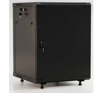 Настенный 19-дюймовый шкаф Hyperline 22U, 1098x600x600мм, металлическая передняя дверь с замком, две боковые панели, с возможностью установки на ножки (в комплекте), цвет черный, разобранный 395584