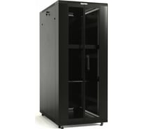 Напольный 19-дюймовый шкаф Hyperline RAL 9004 18U, 988x600x600 мм (ВxШxГ), передняя и задняя распашные перфорированные двери, ручка с замком, крыша нового типа, цвет черный, разобранный 400454