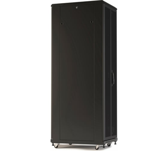 Напольный 19-дюймовый шкаф Hyperline RAL 9005 22U, 1166x600x800 мм (ВxШxГ), передняя и задняя распашные перфорированные двери, ручка с замком, цвет черный, разобранный 425243