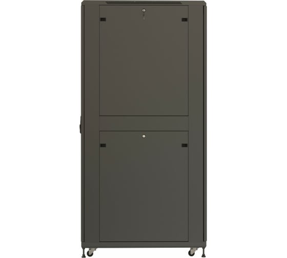 Напольный 19-дюймовый шкаф Hyperline 42U, 2055x800x800мм (ВxШxГ), передняя и задняя распашные перфорированные двери, ручка с замком, 2 вертикальныx кабельныx организатора, RAL 9005, разобран