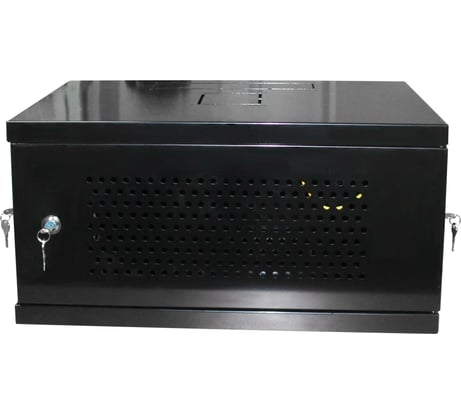 Настенный разборный шкаф КДДС 19", 6u, перфорированная дверь, 600x450, черный УТ-00001095