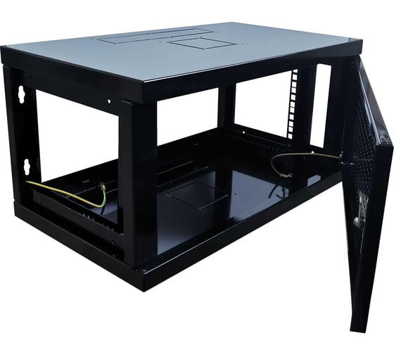 Настенный разборный шкаф КДДС 19", 6u, перфорированная дверь, 600x450, черный УТ-00001095
