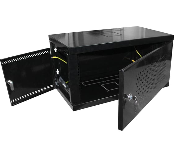 Настенный разборный шкаф КДДС 19", 15u, перфорированная дверь, 600x600, черный УТ-00001093