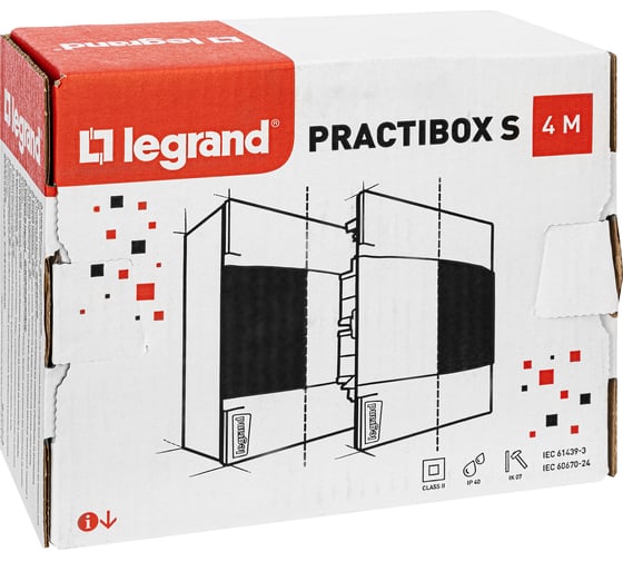 Пластиковый щиток Legrand Practibox S  Навесной 1X4 Белая дверь 134604