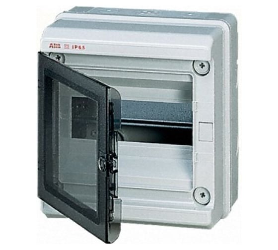 Бокс с дымчатой дверцей, серый, IP65, 8 модулей ABB ОП EUROPA 12748