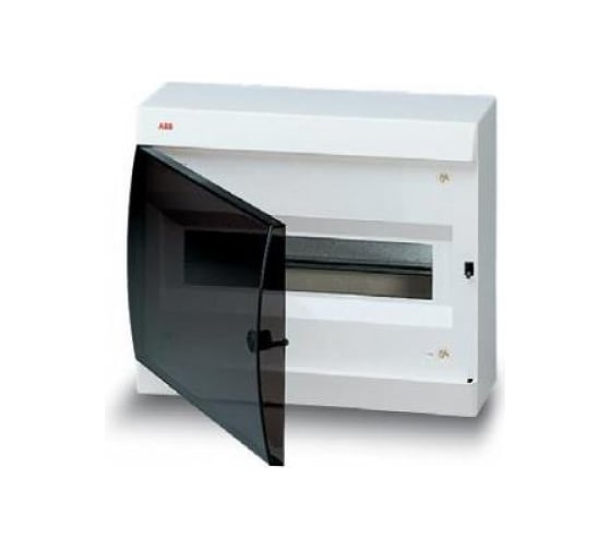 Бокс с дымчатой дверцей, белый IP41, 8 модулей ABB ОП UNIBOX 122580006