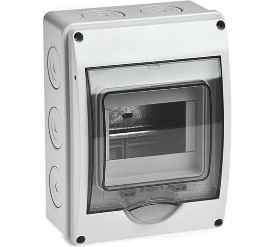 Серый пятимодульный бокс с дымчатой дверцей, ОП, IP65 Ruvinil Тусо 69005