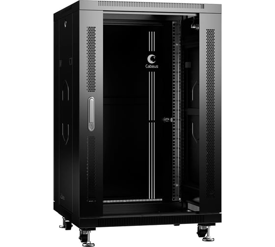 Телекоммуникационный напольный шкаф Cabeus 19" 18U цвет черный SH-05C-18U60/80-BK