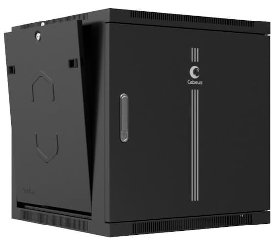 Телекоммуникационный настенный шкаф Cabeus 19" 12U цвет черный SH-05F-12U60/45m-BK