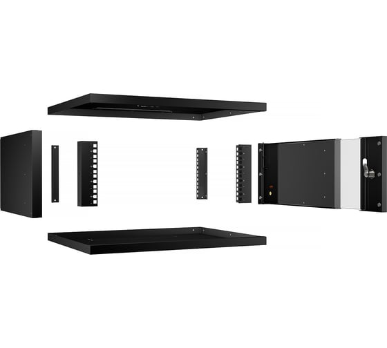Телекоммуникационный настенный шкаф Cabeus 19" 4U, серия LIGHT разборный, цвет черный WSC-05D-4U55/45-BK