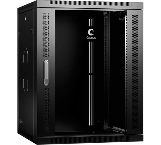 Телекоммуникационный настенный шкаф Cabeus 19" 15U цвет черный SH-05F-15U60/60-BK