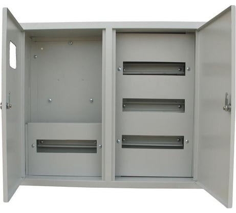 Навесной распределительный учетный щит ЩРУН-3/48, 2-дверный, 520x585x160 мм, 3-фазный, 48 мод. Dekraft 30404DEK