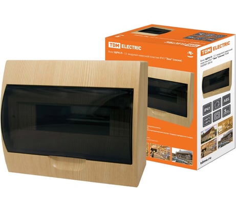 Бокс ЩРН-П-12 модулей навесной пластик Эко сосна TDM ELECTRIC SQ0901-0016