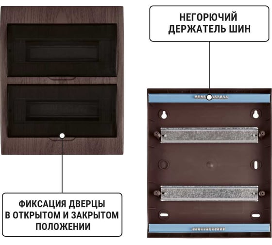 Щиток электрический для автоматов TDM ELECTRIC (бокс) на 24 модуля пластиковый навесной (ЩРН-П-24) IP41 "Эко" (бук) SQ0901-0025