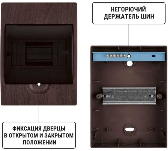 Щиток электрический для автоматов TDM ELECTRIC (бокс) на 6 модулей пластиковый навесной (ЩРН-П-6) IP41 "Эко" (бук) SQ0901-0020