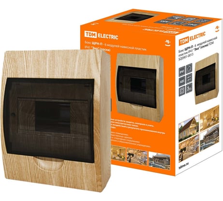 Бокс TDM ELECTRIC ЩРН-П-6 модулей навесной пластик Эко сосна SQ0901-0013