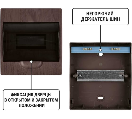 Щиток электрический для автоматов TDM ELECTRIC (бокс) на 8 модулей пластиковый навесной (ЩРН-П-8) IP41 "Эко" (бук) SQ0901-0021