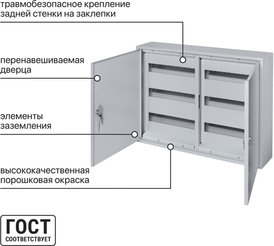 Распределительный навесной щит ЩРН-90 2-х дверный 500х680х120 TDM ELECTRIC SQ0905-0019