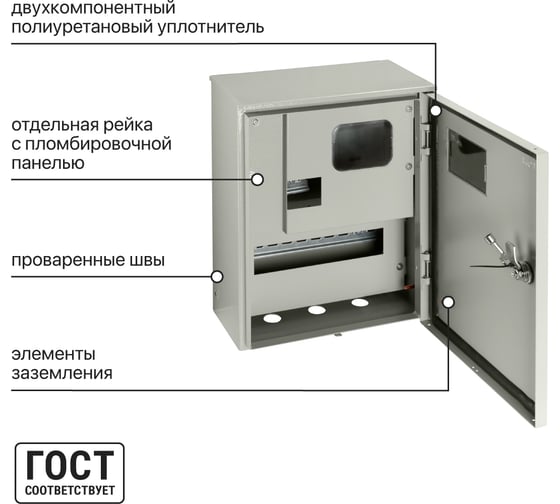 Учетно-распределительный щит ЩУ-1ф/1-0-12 IP66 395х310х165 с опломбировкой счётчика TDM ELECTRIC SQ0905-1001