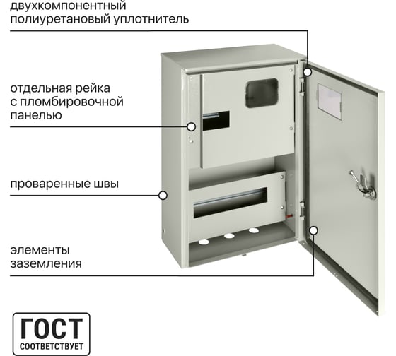 Учетно-распределительный щит ЩУ-3ф/1-0-12 IP66 542х347х180 с опломбировкой счётчика TDM ELECTRIC SQ0905-1002