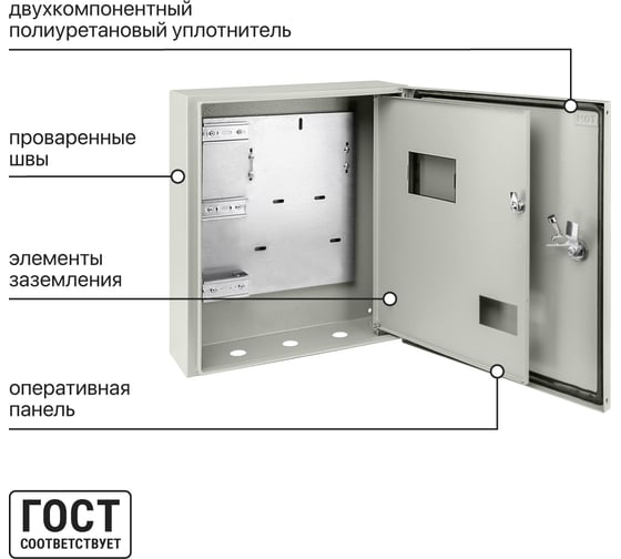 Учетно-распределительный щит ЩУ-3ф/1-1-6 IP66 2 двери 445х400х150 TDM ELECTRIC SQ0905-0097