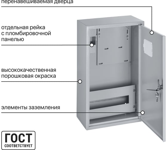 Навесной распределительный учетный щит ЩУРН-3/12 540х310х165 TDM ELECTRIC SQ0905-0037