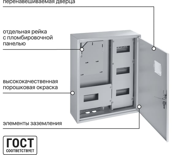 Навесной распределительный учетный щит ЩУРН-3/24 1 дверный 560х480х165 TDM ELECTRIC SQ0905-0039