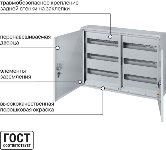 Металлический корпус TDM Щрн-96 500x680x120 мм, 2-х дверный SQ0905-0020