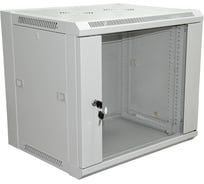 Настенный шкаф 19" 6U 600x600x370мм (ШxГxВ) передняя дверь стекло, боковые стенки съемные (разобранный) RAL 7035 REXANT 04-2220