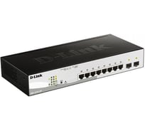 Управляемый l2 коммутатор d-link с 8 портами 10/100/1000base-t и 2 портами 1000base-x sfp 8 портов poe 802.3af/at, poe бюджет 65 вт DGS-1210-10P/FL1A