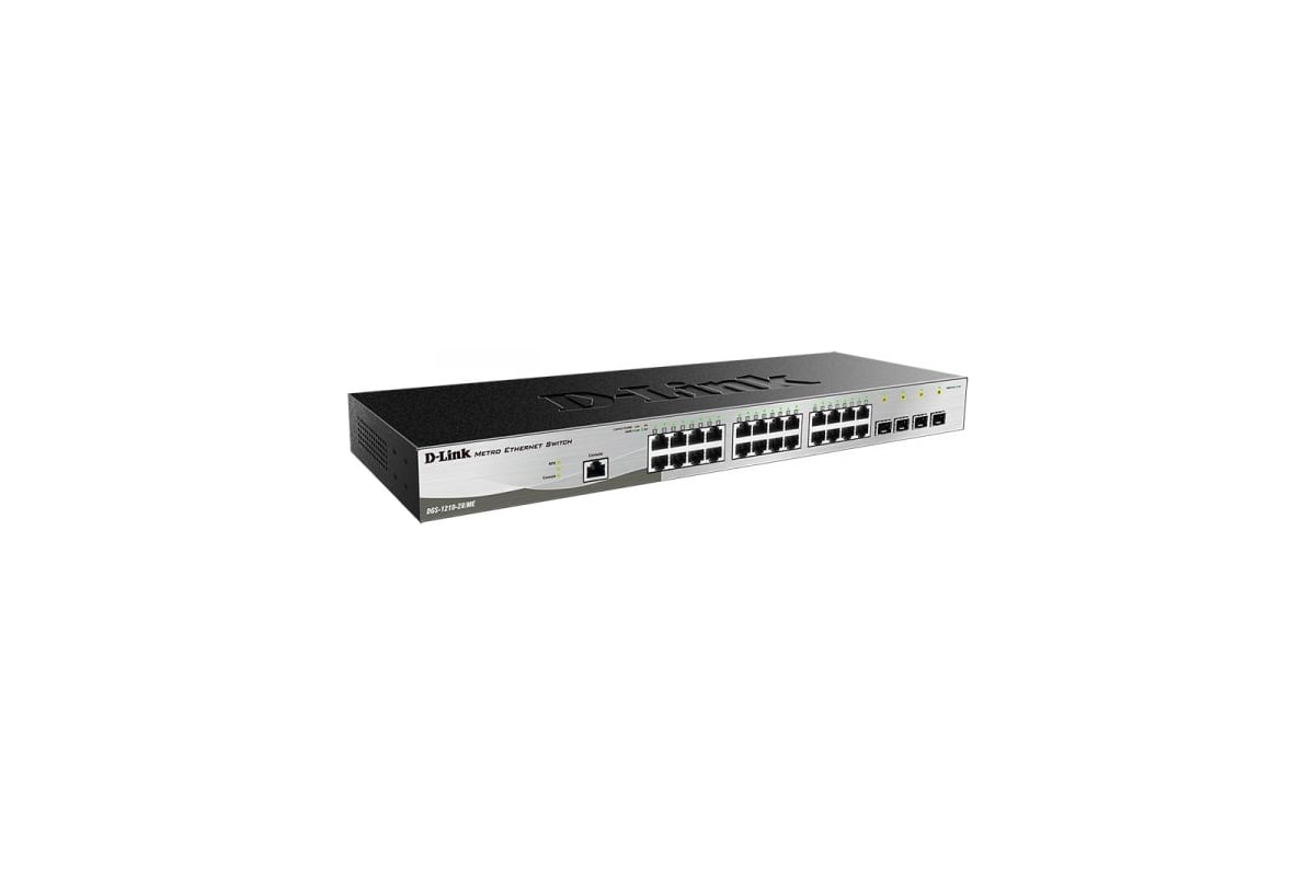 Управляемый l2 коммутатор d-link 24x1000base-t, 4x1000base-x sfp, ac  220в/dc 12в DGS-1210-28/ME/B2A