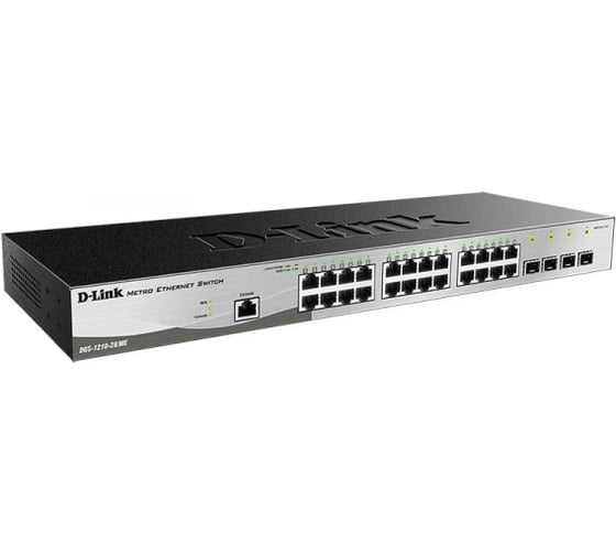 Управляемый l2 коммутатор d-link 24x1000base-t, 4x1000base-x sfp, бп dc DGS-1210-28/ME/DC/A2A 1